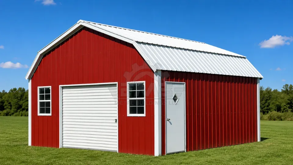 18′×20′×8′ Gambrel Style Steel Barn