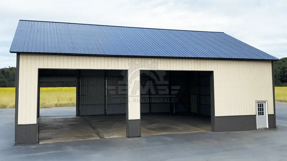 Engineered steel building on a finished site